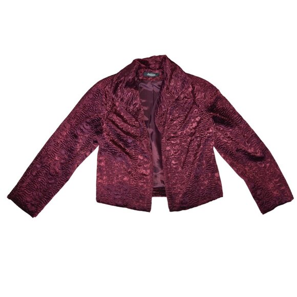 Vintage Peck & Peck Burgundy Wine Textured Velvet Blazer Jacket Women Size Large - Picture 6 of 6